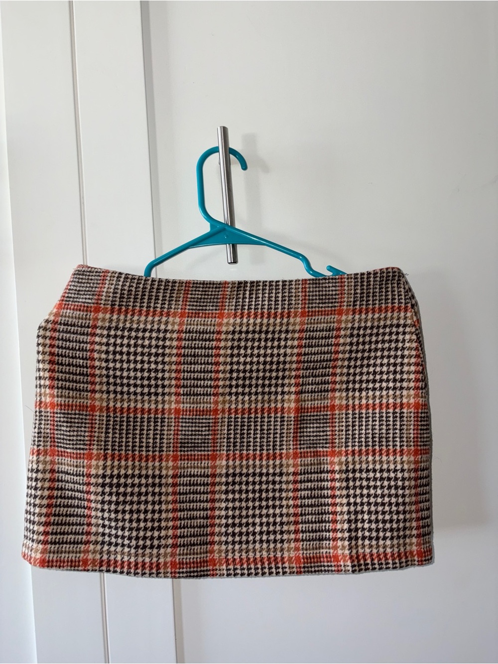 Brandy Melville Brown and Orange Plaid Mini Skirt